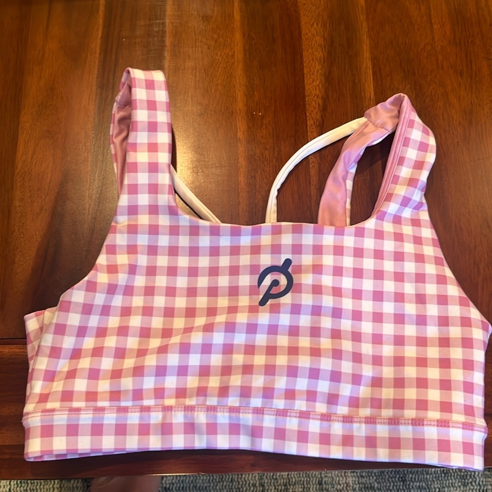 Peloton gingham sports bra